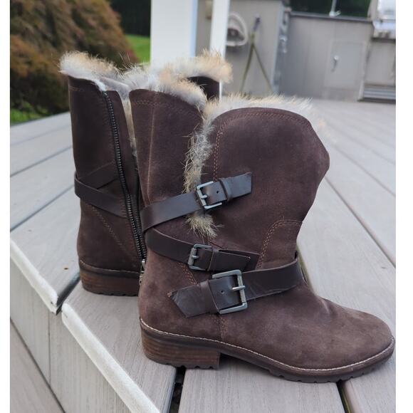 Andrew Marc Hudson brown Suede Buckle boots 6.5  Size 6 1/2 - Picture 2 of 16